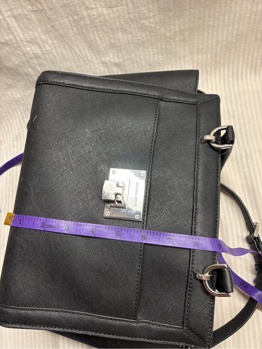 Michael Kors Black Leather Tote with Silver-Tone Hardware - Picture 8 of 9